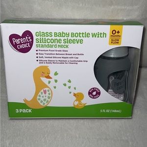 3 (5oz) new glass baby bottles